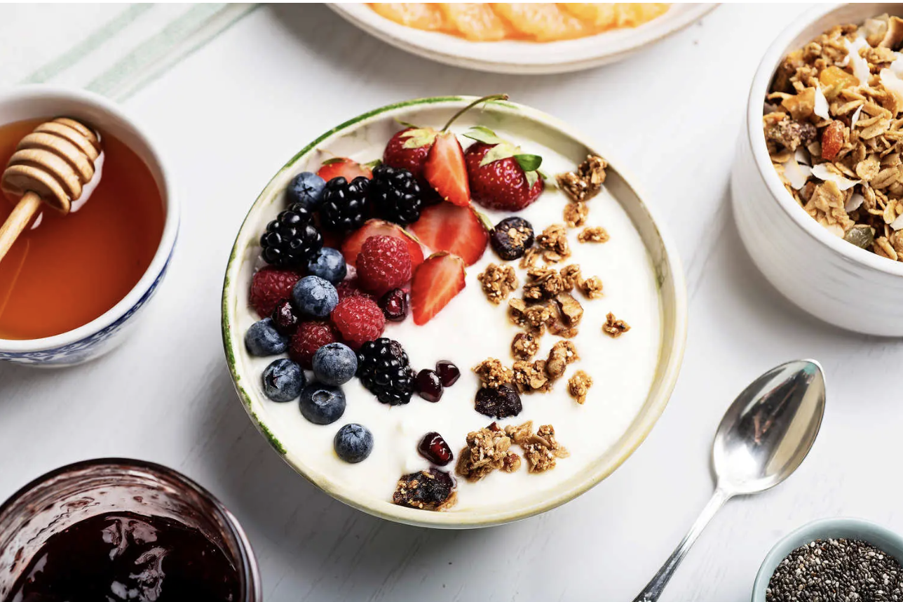 a bowl of fruity yoghurt